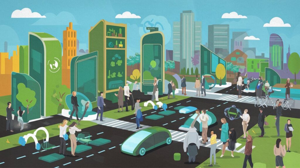 a futuristic cityscape showing green bui t4kTj7NvTW2ggQsd7KhE6g WVR0BAPcQ5 qm OBe sIqQ