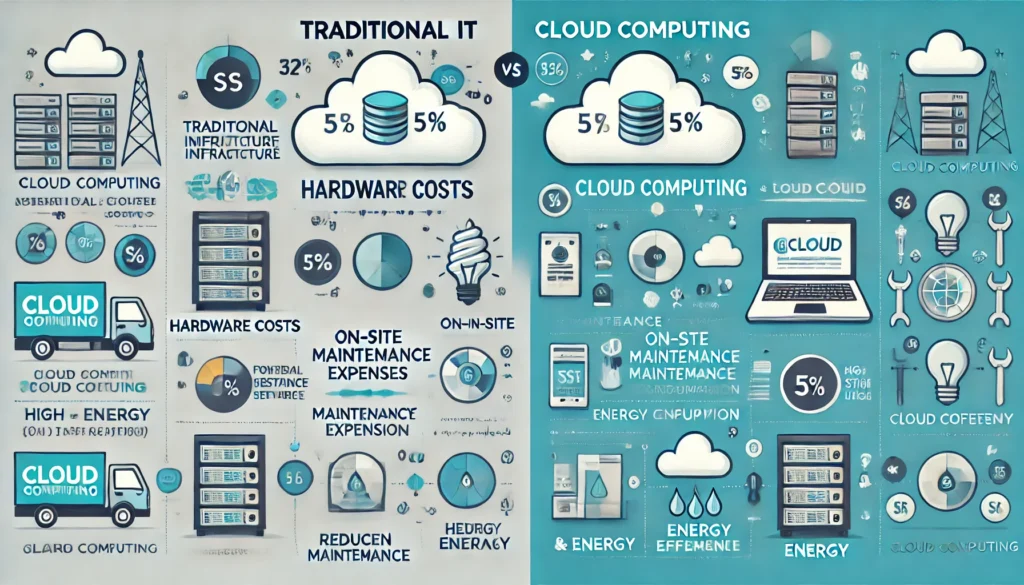 DALL·E 2025 02 04 15.44.43 A clear and easy to read comparison infographic illustrating the cost differences between traditional IT infrastructure and cloud computing. The infog 1